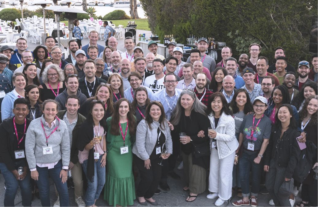 group photo of the Tendo team at a retreat